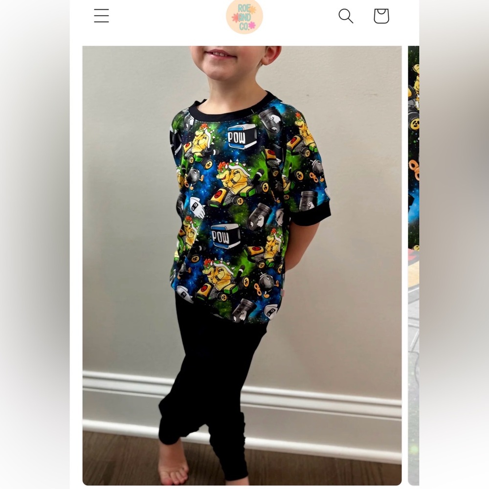 Kids Bamboo Bowzer Black Joggers Set size 6-7 NWT by Roe and Co.